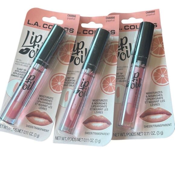 3x LA‎ COLORS GRAPEFRUIT C68866 LIP OIL MOISTURIZE FULL PLUMP LIP SHINE LIPGLOSS - Picture 1 of 3